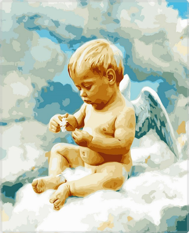 Розмальовка для дорослих Babylon Ангел в облаках (VP034) 40 х 50 см