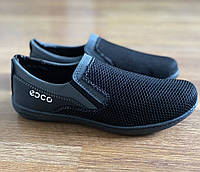Мужские летние туфли весенние черные сетка прошитые удобные (код 9025)