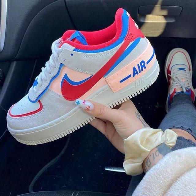 Nike air force 1 blue red sale