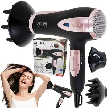 Фен Adler AD 2248 black — 2400 Вт, Іонізація, 3 температури, Концентратор + дифузор