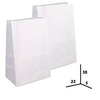 Крафтовий пакет паперовий розмір 22х5х38 білий 100 штук