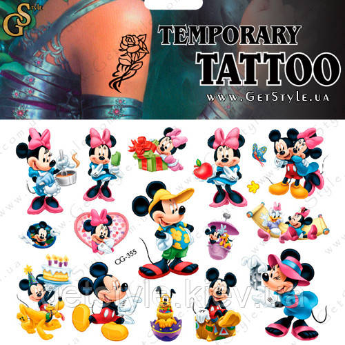 Дитячі татуювання Мікі та Мінні Маус Mickey Minnie Tatto Set, фото 1