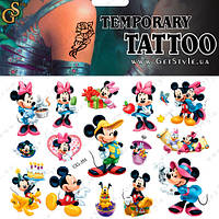 Детские татуировки Микки и Минни Маус Mickey Minnie Tatto Set