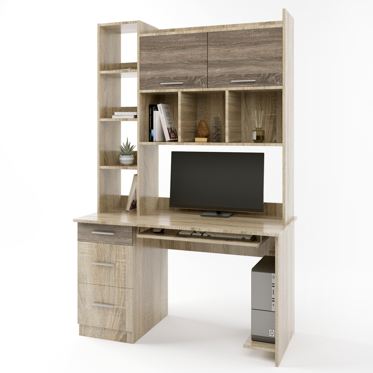 Стіл комп'ютерний Школяр-6 Дуб сонома + трюфель 125х60х196 см, доставка кур'єром Міст Експрес 750 грн