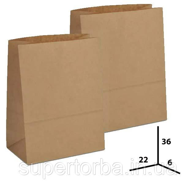 Крафтовий пакет паперовий розмір 22х6х36 коричневий 100 штук, фото 1