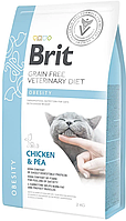 Диетический корм для кошек для снижения веса с курицей Brit GF Veterinary Diet Obesity 2 кг