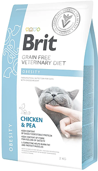 Дієтичний корм для котів для зниження ваги з куркою Brit GF Veterinary Diet Obesity 2 кг