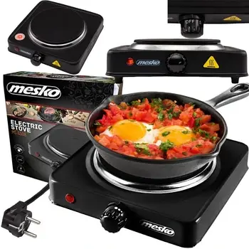 Настільна плита Mesko MS 6508 — 1000 Вт, 1 чавунна конфорка Ø15,5 см