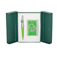 Набір подарунковий "Crystal Heart": ручка кулькова +візитниця, зелений Langres Cristal