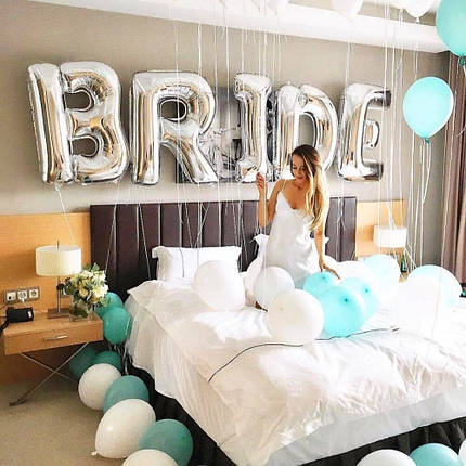 Фольговані надувні кульки BRIDE 100см | Срібло, фото 3