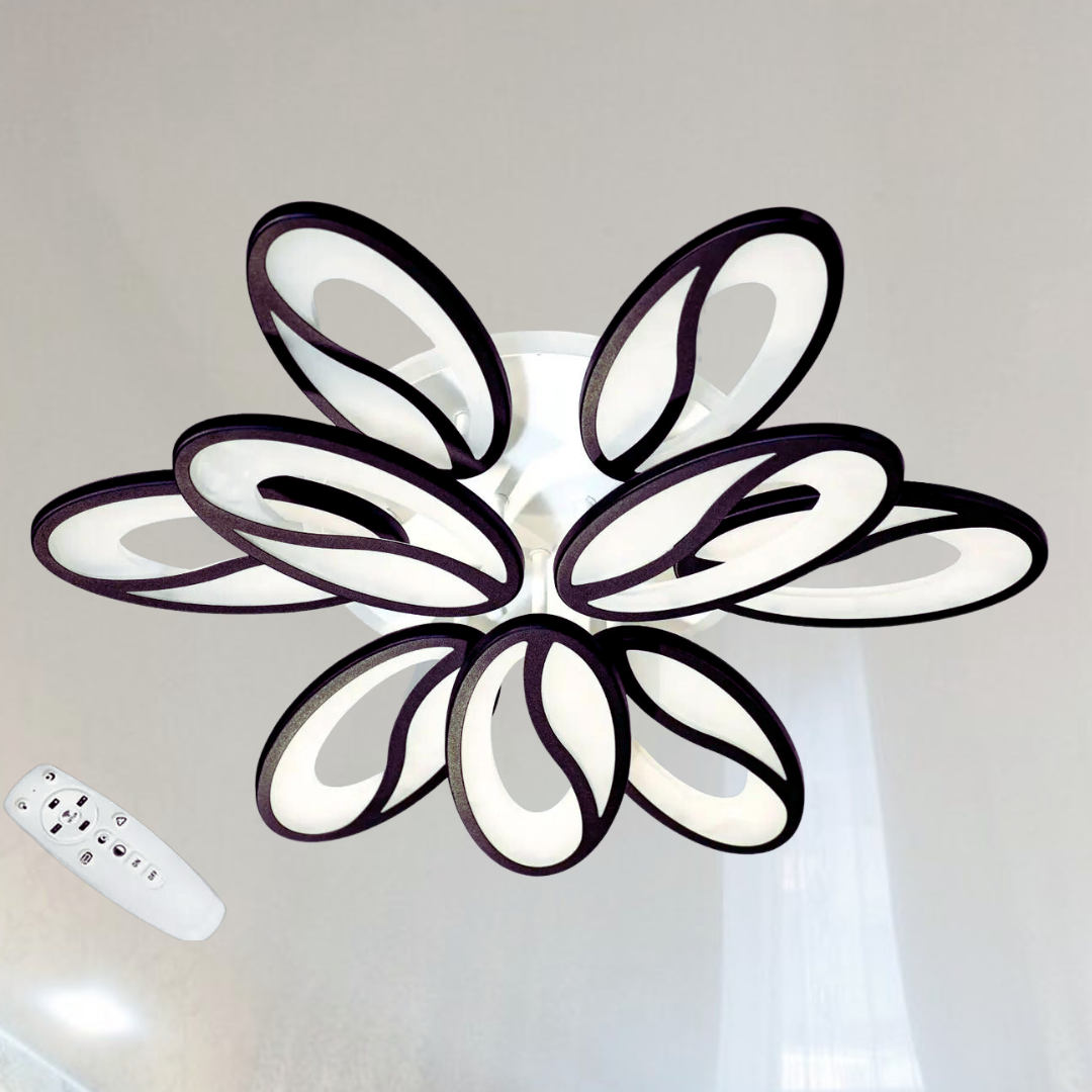 Стельова світлодіодна люстра Linisoln 110W до 20 м² колір Чорний 5565/6+3 BK 3color, фото 1