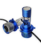 Світлодіодні Led Лампи H4 з лінзою LED міні лінзи H4 - 8000Lm - 6000K ближній/дальній - Рік гарантії, фото 5