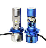 Світлодіодні Led Лампи H4 з лінзою LED міні лінзи H4 - 8000Lm - 6000K ближній/дальній - Рік гарантії, фото 4