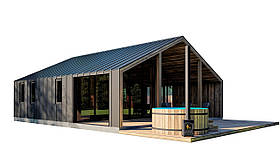 Барнхаус з банею 9,2х8,0м Sauna Barn House 03 від виробника ThermoWood Production