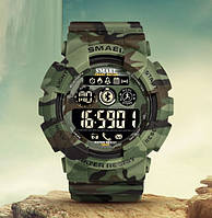 Качественные спортивные камуфляжные смарт часы SMAEL 8013 smart watch, наручные спорт часы военные армейские Зеленый камуфляж