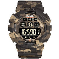 Крутые мужские спортивные часы SMAEL 8013 Bluetooth smart watch, наручные спорт часы умные камуфляжные Бежевый