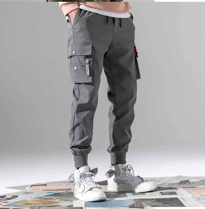 Штани чоловічі карго плащівка з накладними кишенями під манжет укорочені Китай колір Сірий