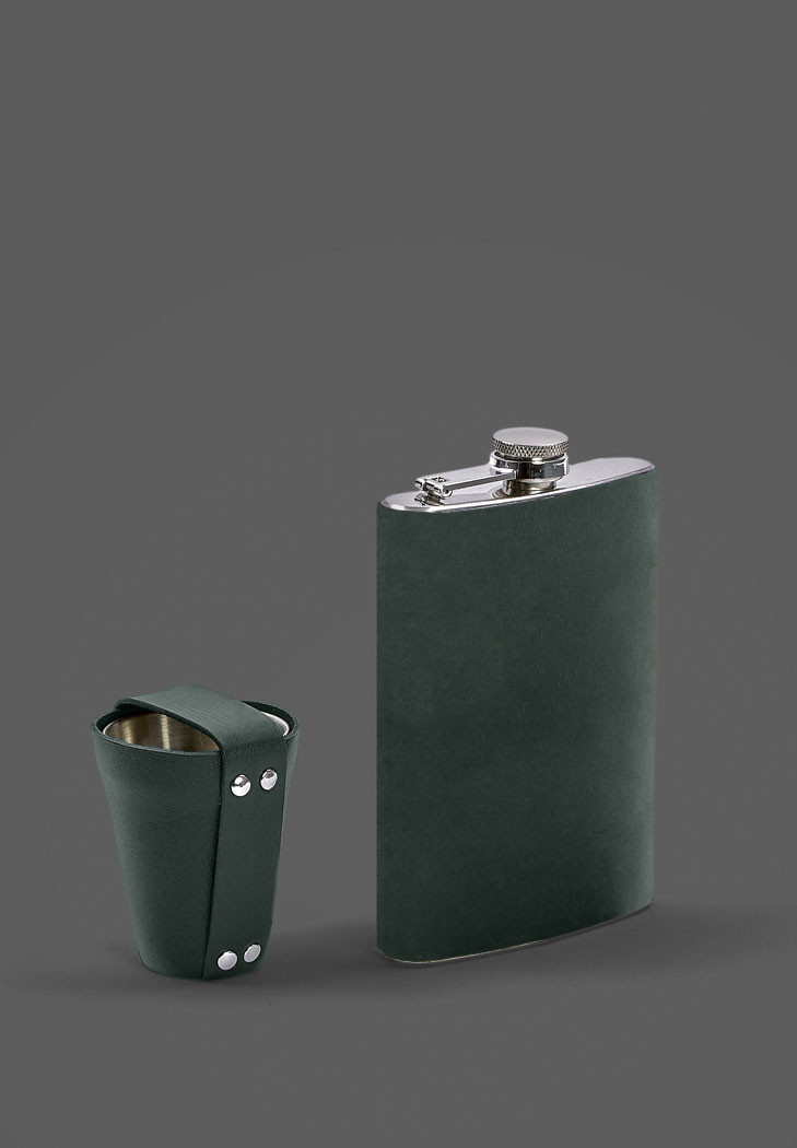 Набір подарунковий фляга та чарки з нержавіючої сталі в чохлі з натуральної шкіри CRAZY HORSE, фото 1