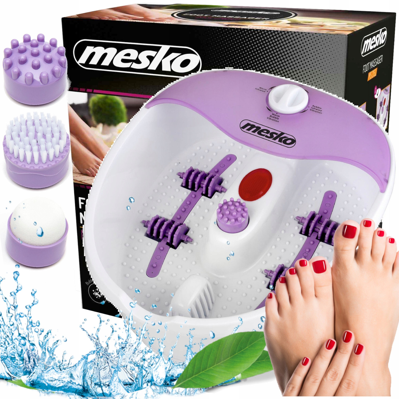 Масажна ванночка для ніг Mesko MS 2152 –  75 Вт, 4 ролики, інфрачервоне тепло, 3 насадки, фото 1