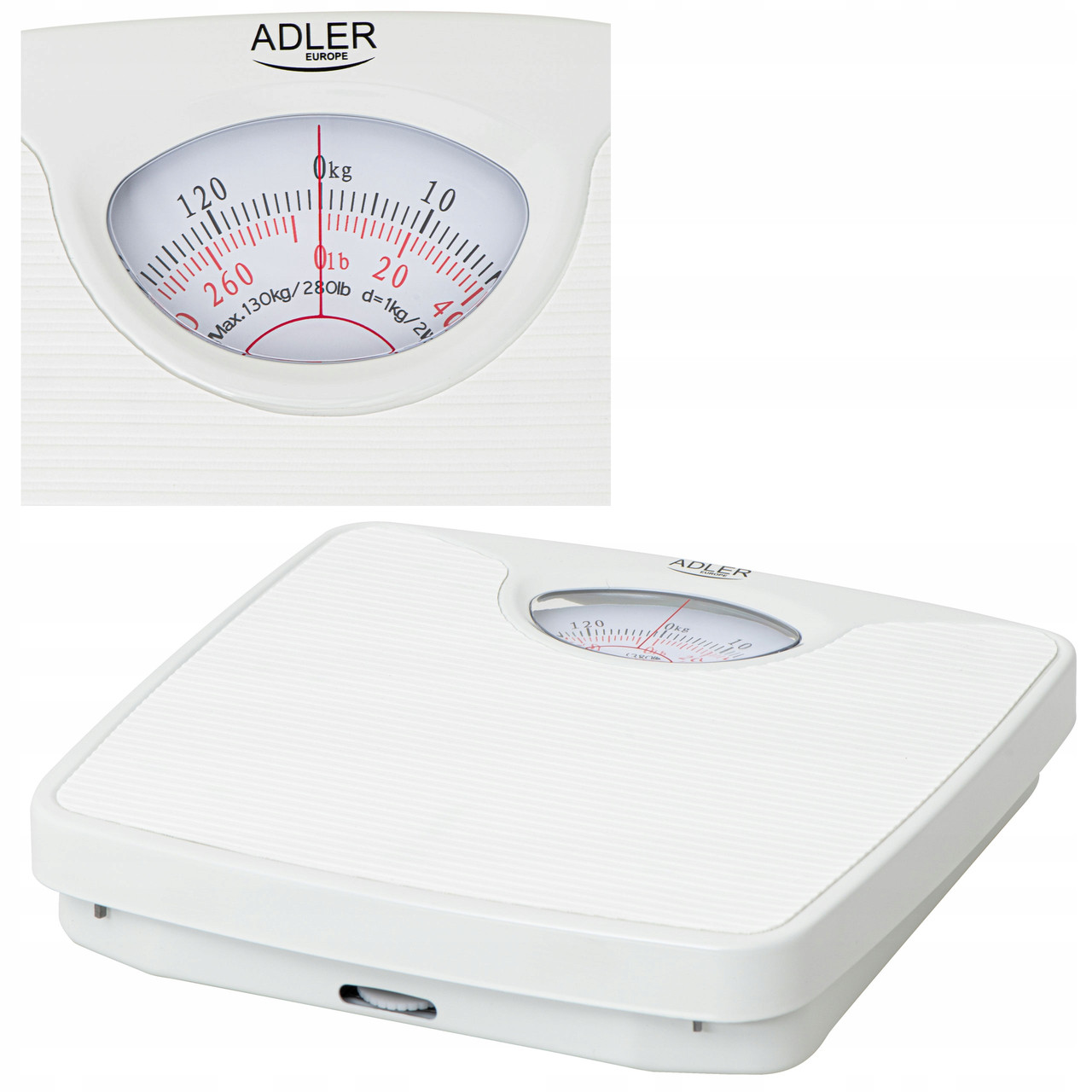Механічні підлогові ваги Adler AD 8151 White — 130 кг, точність 1 кг, Польща
