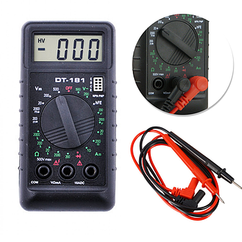 Мультиметр цифровий DT-181 / Тестер напруги з диспеєм / Професійний портативний вольтметр амперметр