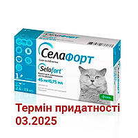 Селафорт (Selafort) для кішок 2.6-7.5кг проти кліщів, блох і глистів 1 піпетка KRKA, Словенія
