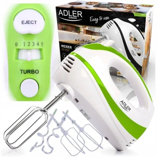 Міксер Adler AD 4205 — 300 Вт, 5 швидкостей, турборежим, насадки для тіста та збивання, фото 1