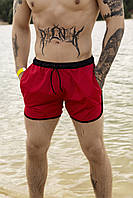 Короткие красные пляжные шорты мужские для плавания , Быстросохнущие мужские плавки шорты для бассейна