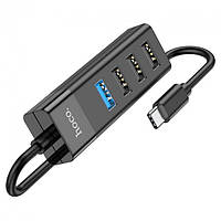 USB Hub Hoco HB25 4в1 Type-C (тато) to USB 3.0 (мама), 3 шт USB 2.0 (мама) 0.3m