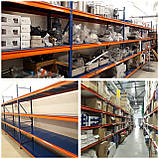 Стелаж полочний 2000х2480х600 мм, 3 полиці з ДСП фарбований під запчастини, для магазину, СТО.Палетні стелажі Б/В, фото 8