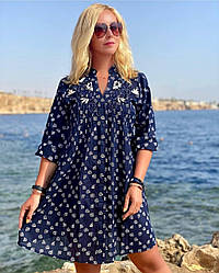 Плаття туніка на гудзиках з натуральной тканини (з L по 3XL)