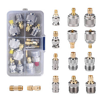 14 шт. антенні перехідники SMA BNC N-Type UHF Male Female (тато, мама) PL259 SO239 універсальний комплект