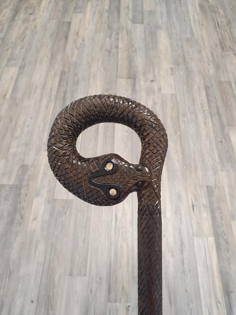 Тростина Змія ручної роботи, різьблена, дерев'яна, для ходьби, подарунок бабусі, дідусеві, літнім