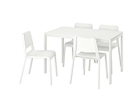 MELLTORP/TEODORES Стол и 4 стулья, белый,125 см, 292.212.56