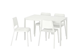 MELLTORP / TEODORES Стіл і 4 стільці, білий,125 см, 292.212.56