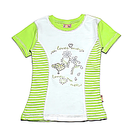 Модна футболка для дівчинки квітка смужка (від 92 до 110 см)