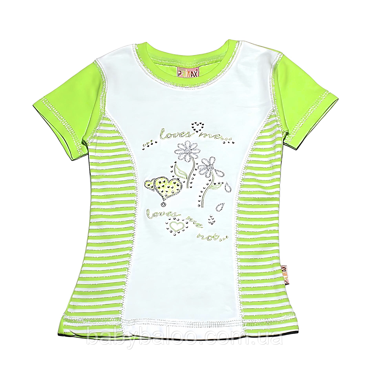 Модная футболка для девочки цветок полоска (от 92 до 110 см) - фото 1 - id-p509853131
