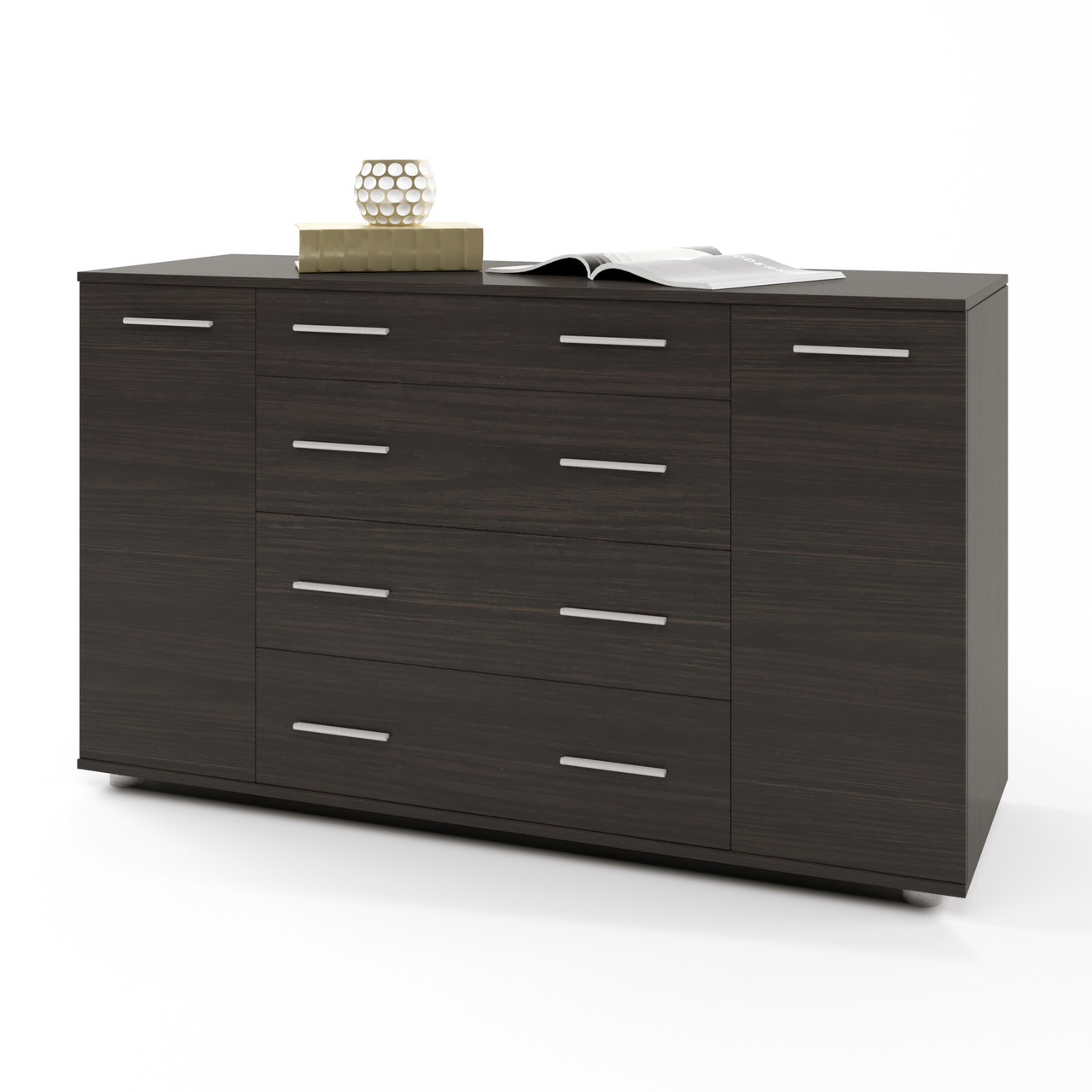 Комод для спальні К-4 венге темний роликові направляючі Еверест 130х38х73 см