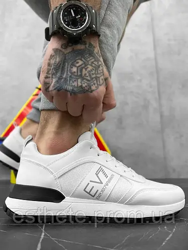 Купить Мужские летние кроссовки Emporio Armani белые с белой подошвой ...