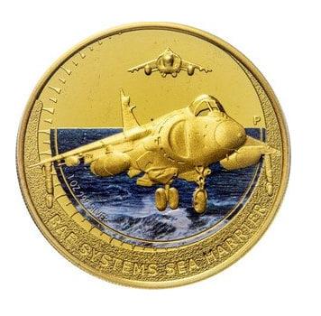 Позолочений срібний долар Тувалу 2006 Літаки Sea Harrier / Морський лунь