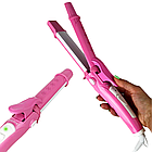 Плойка-утюжок 2в1 Kemei GB-KM-987, Рожева / Випрямляч-щипці для укладання волосся / Стайлер для волосся, фото 9