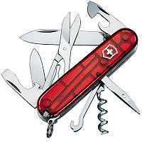 Ніж складаний, мультитул Victorinox Climber (91 мм, 14 функцій), червоний прозр. 1.3703.Т