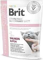 Беззерновой корм для кошек при пищевой аллергии с лососем Brit GF Veterinary Diet Hypoallergenic 400 г