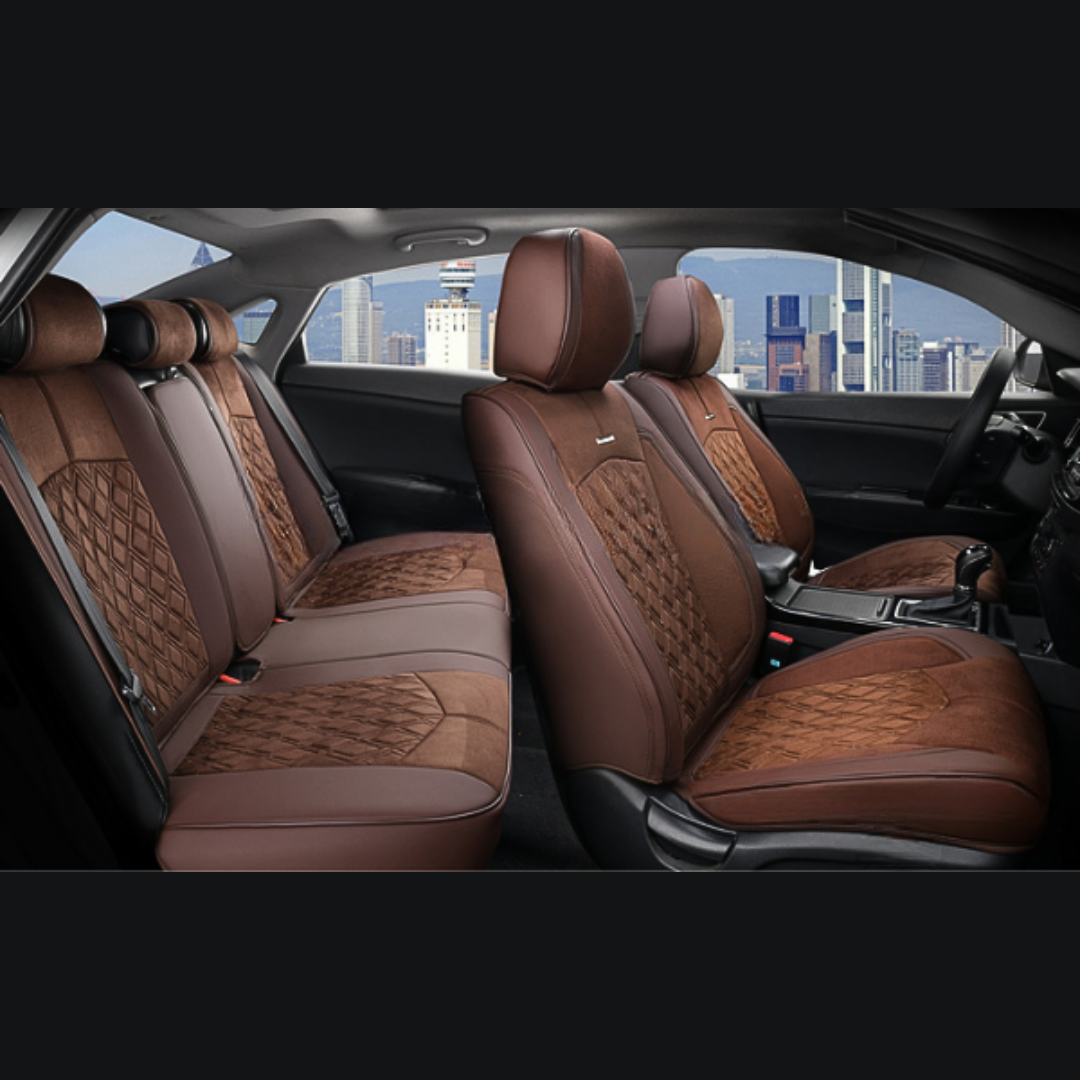 Універсальні автомобільні чохли на сидіння автомобіля, модель Diamond Коричневі (комплект на передні та задні сидіння)