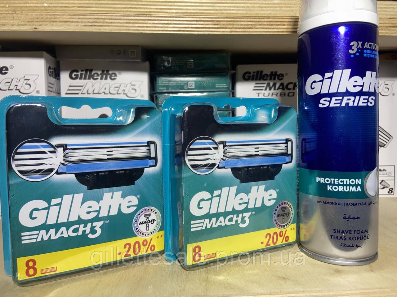 АКЦІЯ! Касети Gillette Mach3 16 шт + піна В ПОДАРУНОК