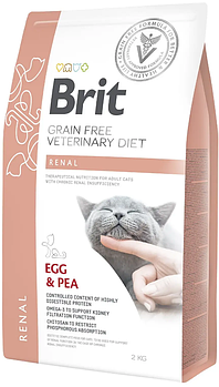 Дієтичний корм для котів при захворюваннях нирок з яйцем Brit GF Veterinary Diet Renal 2 кг