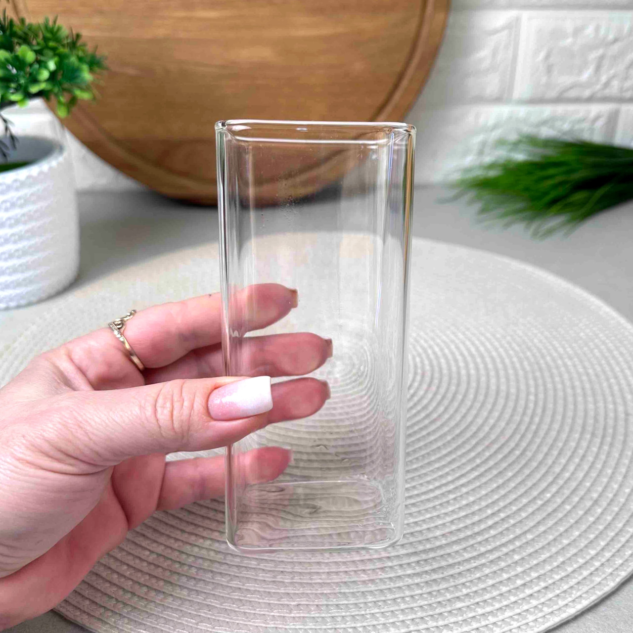Високий квадратний стакан для коктейлів з боросилікатного скла