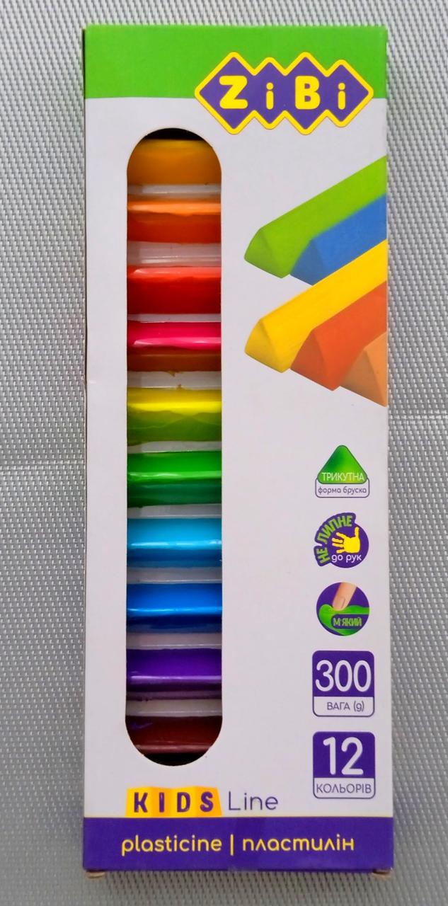 Пластилін ZiBi KIDS Line 12 кольорів, 300 г