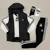 Весняний осінній спортивний костюм Adidas 5: жилетка-світшот-штани-штарки 2 пари 583041А. Хіт!.Хіт!