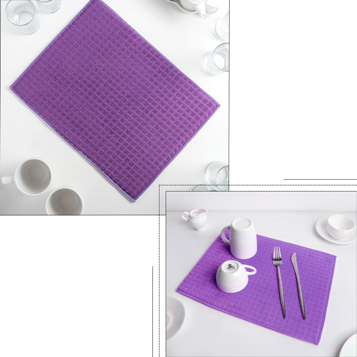 Влаговпитывающий коврик для посуды 38х50см "Dish drying mat" Фиолетовый, подстилка под посуды текстильная (ST) - фото 4 - id-p1830089637